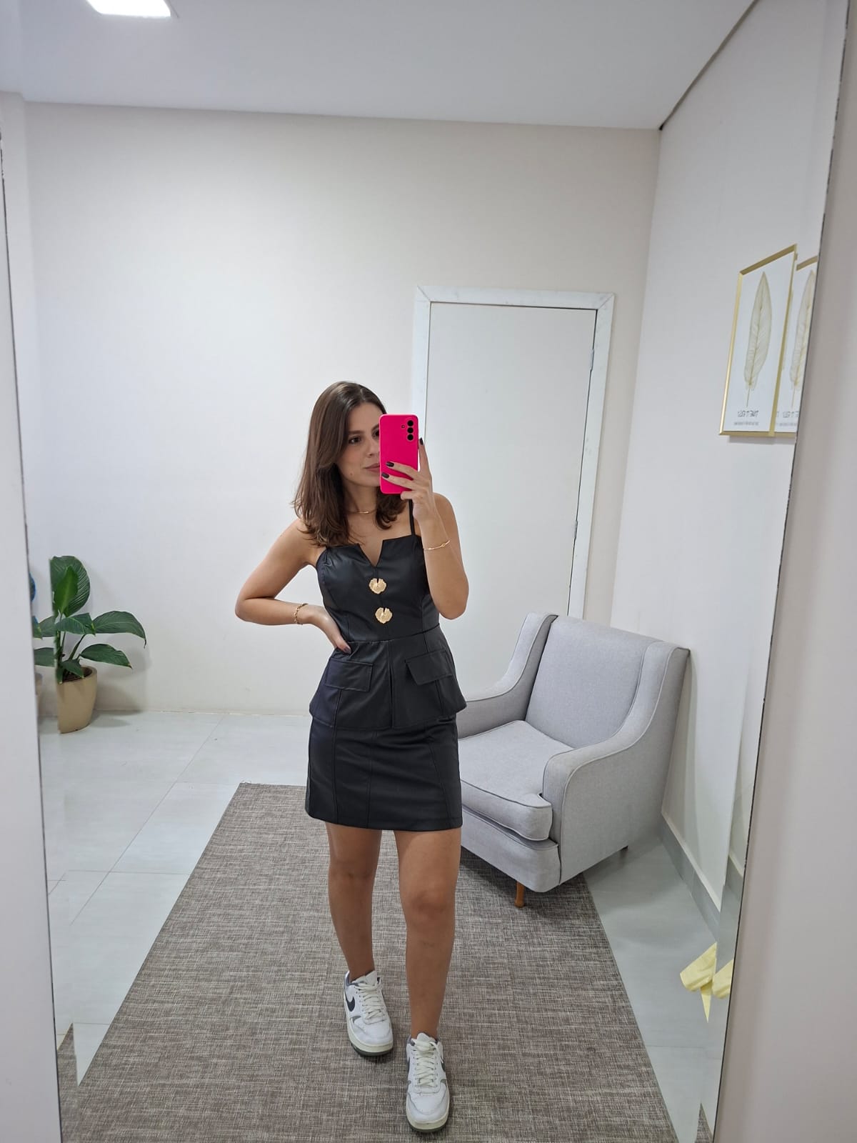 Vestido Couro Eco Preto