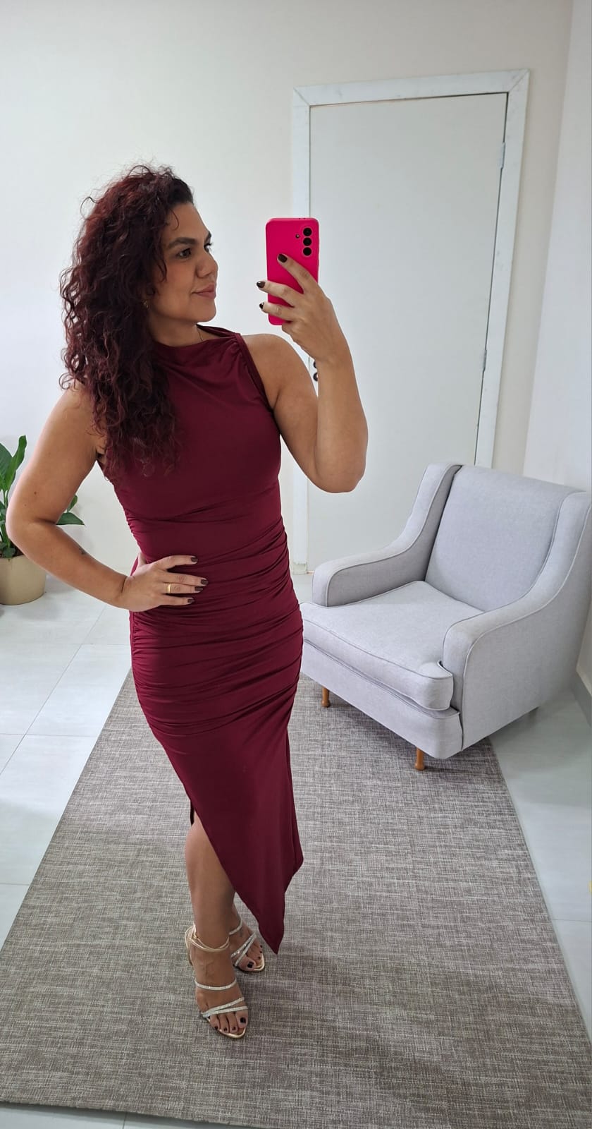 Vestido Vinho Drapeado